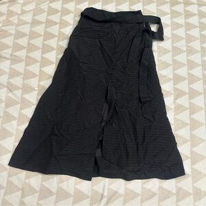 Tanya Taylor Hudson skirt black belted stripe midi slit front